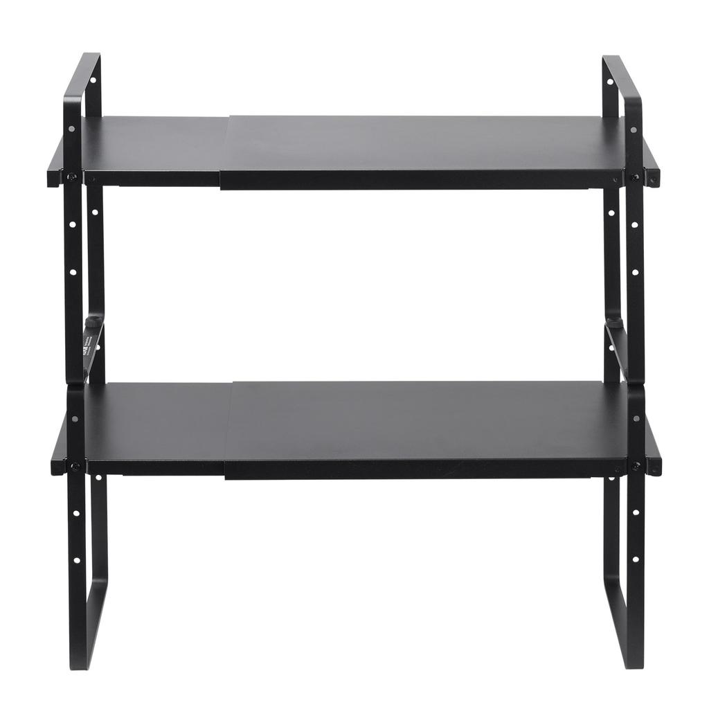 VEVOR Adjustable Kitchen Cabinet Shelf Organizer, Expandable 2 Tier Cabinet Shelf, Stackable Countertop Organizers and Storage Shelf Risers