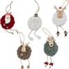 Antler Deer Santa Claus Wool Felt Ornaments Wooden Elk Christmas Tree Decoration Hanging Pendant