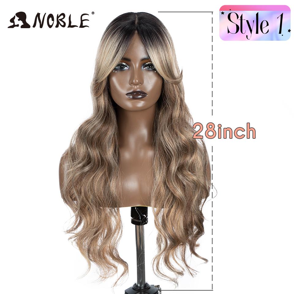 

Noble Synthetic Lace Front Wig Long Wavy 36 Body Wavy Side Part Lace Wig For Women Lace Front Wig Ombre Blonde Cosplay Wig 150%&36inches&Lace Part Wig