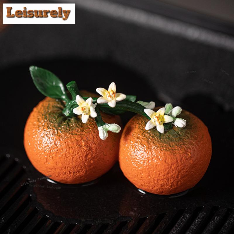 Color-changing Orange Flower Tea Pet Antique Fish Tank Landscaping Tea Figurine Play Toys Tea Statue Ornaments Craftsmanship