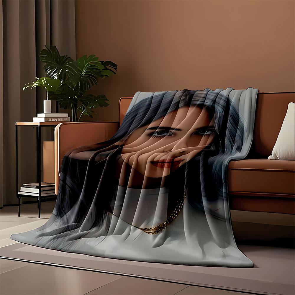 Pop Art Style Woman Portrait for All Seasons Blanket Lunch Break Throw Gift