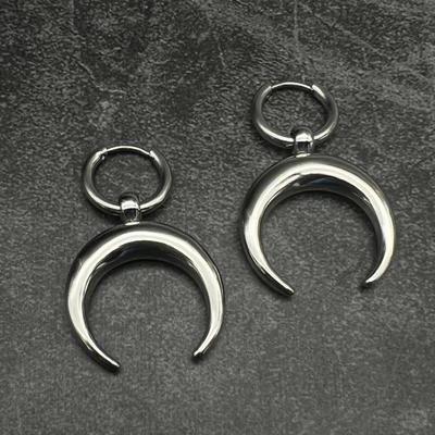 Vintage Hip Hop Harajuku Moon Metal C-Shaped Earrings
