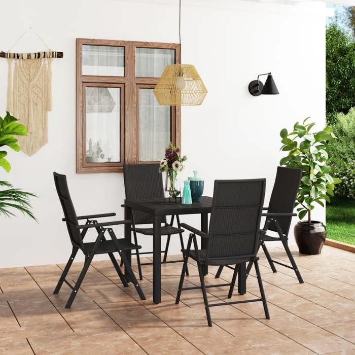 VidaXL Ensemble de Salle à Manger de Jardin 5 pcs Mobilier à Dîner de Patio Meubles de Repas de Terrasse Salon de Jardin Extérieur