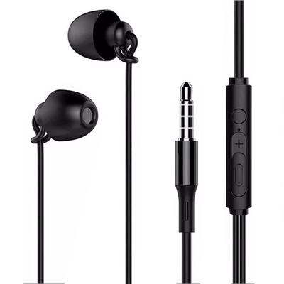 Sleep Soft Comfortable for Noise Good Sound Remote Compatible with iPhone Ideal for Video and Black Earphones, In-Ear, 3.5mm Jack, Silicone, Ears,