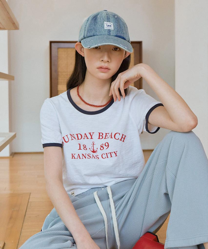 LEE Women Typing Ringer T-Shirt White