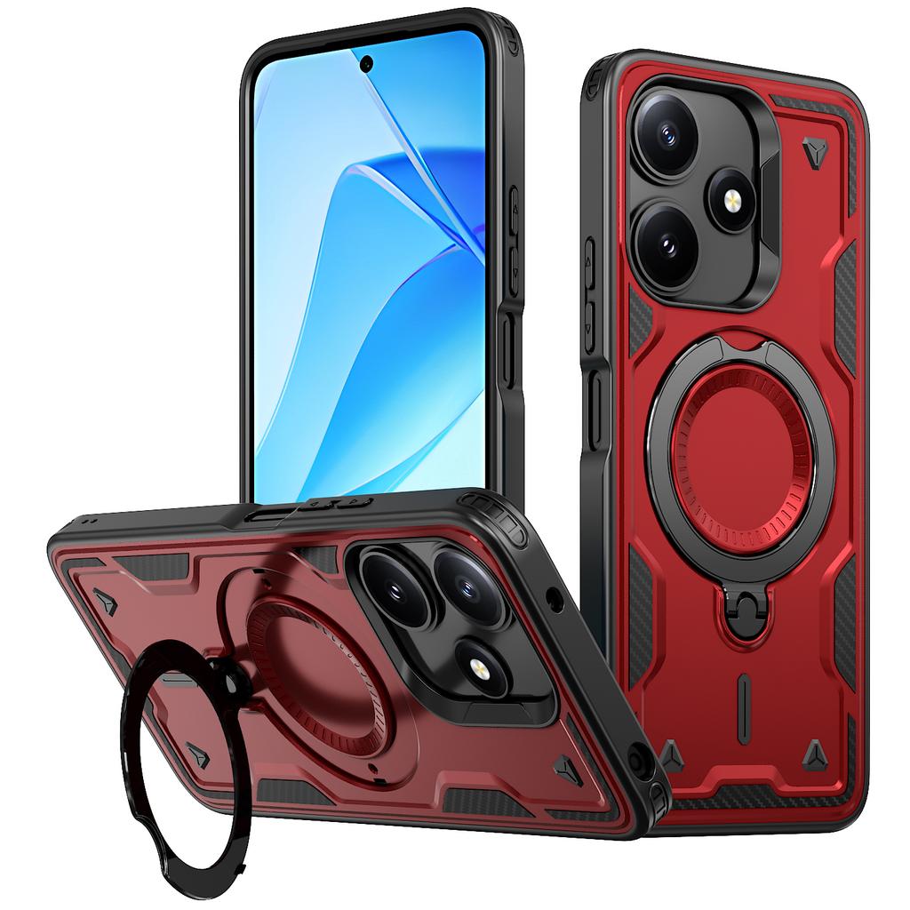 For Xiaomi Poco M6 Pro 5G/Redmi 12 5G (Global) Case Compatible with MagSafe Military Protection PC+TPU Kickstand Phone Cover