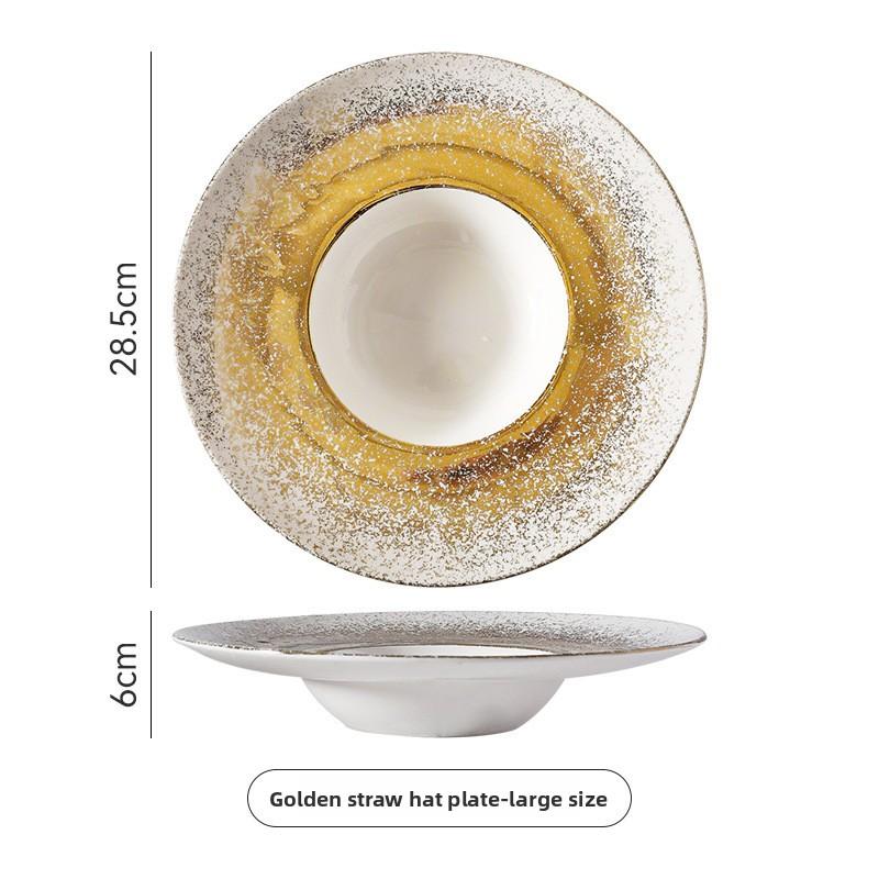 Ceramic Hat Plate Luxury Hotel Tableware Creative Western Dinner Plate Gradient Spray Pasta Dish