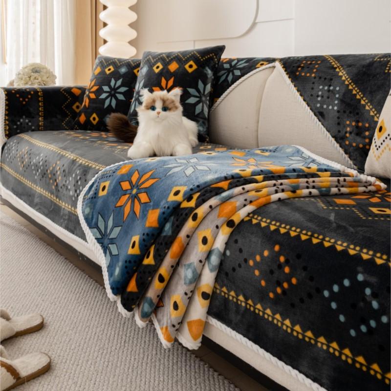 Nordic Flannel Sofa Covers for Living Room Anti-Slip Dustproof Sofa Covers Universal Bohemian  Sofas Funda Sofa Cushion