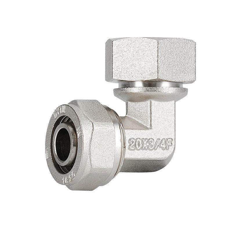 Aluminum-Plastic 90-Degree Elbow Pipe Fitting, Internal Thread, Fits 1216 and 1620 Solar Water & Gas Pipes, 4-Point & 6-Point Copper.