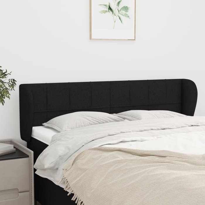 Tête de lit - Maison Exclusive - avec oreilles - Noir - Hauteur réglable 147x23x78/88 cm