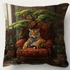 1pc, Short Plush Decorative Pillow Cover, Tiger Pillowcase, Single-Sided Print, 45.72cm*45.72cm, Suitable for Sofa, Living Room, Bedroom Home Decor, P