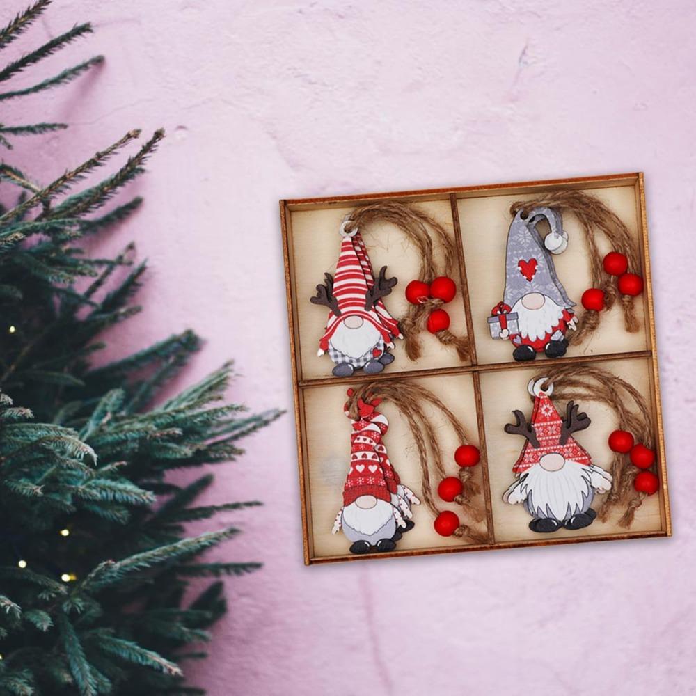 12pcs Christmas Decorations - Colorful Wooden Gnome Pendants for Tree, Festive Hanging Ornaments, Holiday Gnome Crafts, Party Decor