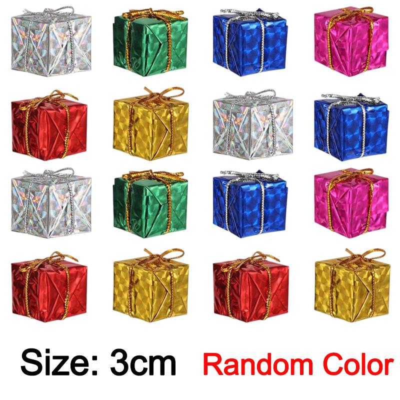 60/6Pcs Christmas Mini Ornaments Foam Gift Boxes Xmas Tree Hanging Pendants New Year Gifts For Xmas Party Decorations Supplies