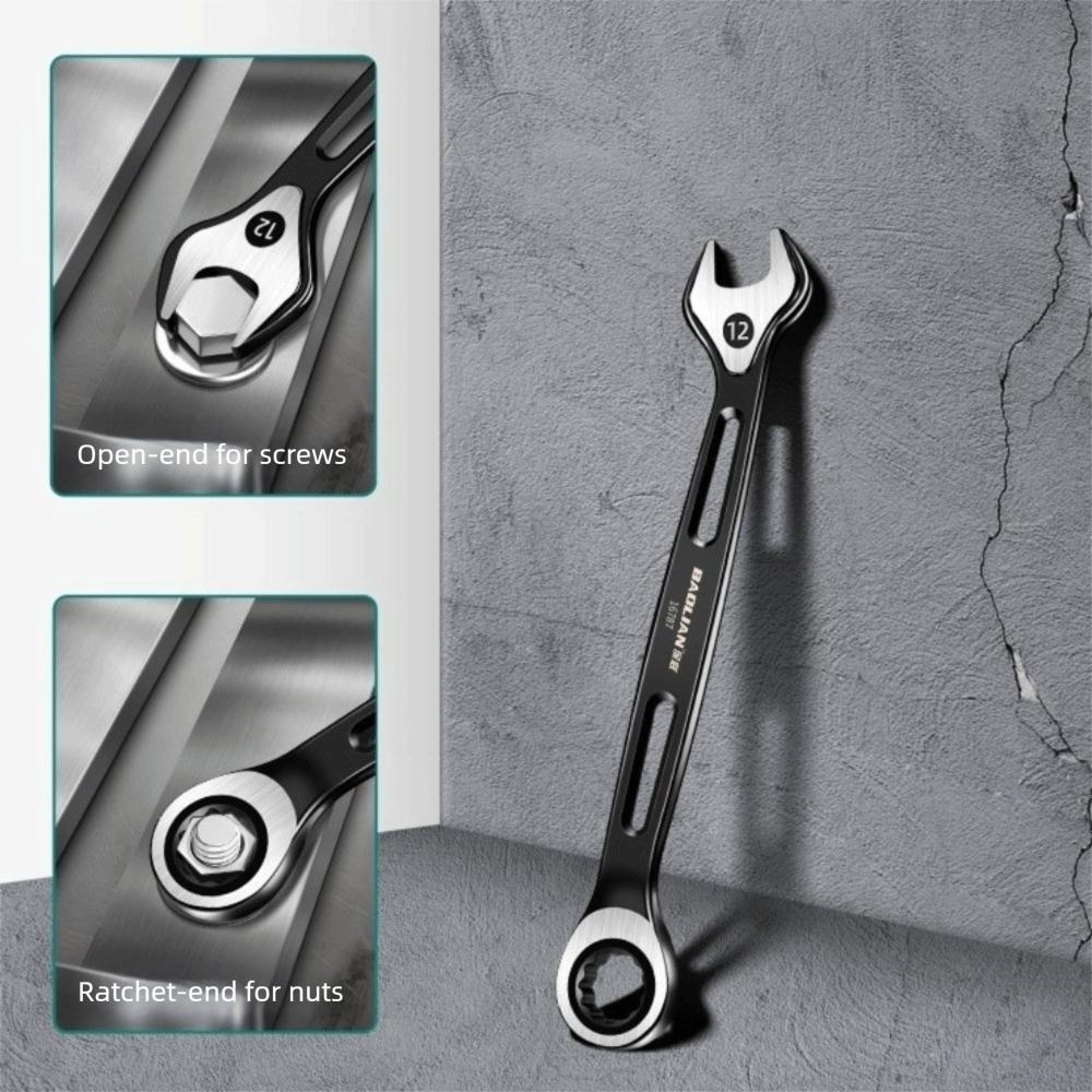 Durable 6-15mm Dual-purpose Wrench Anti Slip Labor-saving Combination Ratchet Wrench Spanner Hand Tool