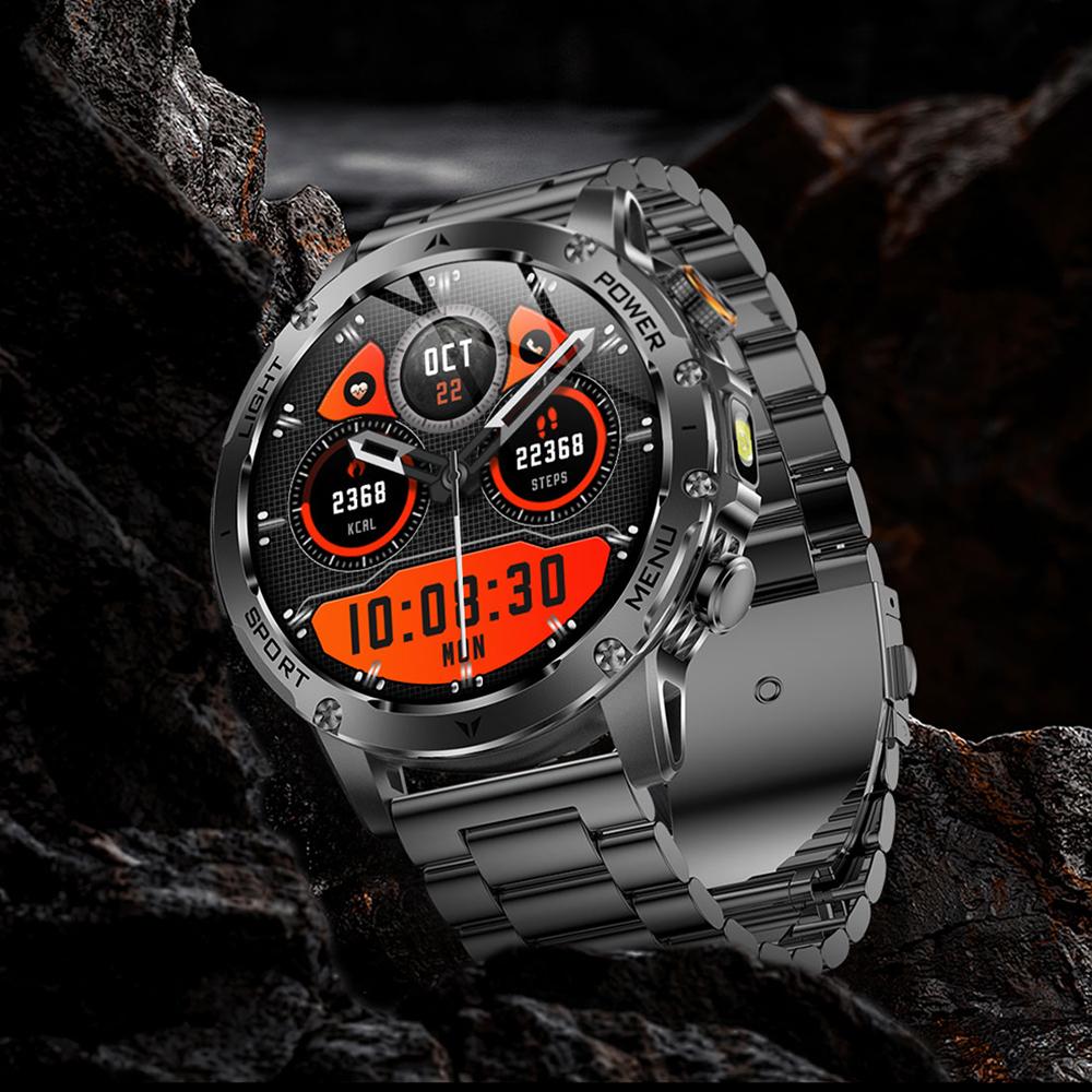 MEVADEN Neue 1,7-Zoll Herren Bluetooth Anruf Smartwatch Sport Fitness Tracker Herzfrequenzmesser LED Taschenlampe Smartwatch Für Android IOS 1000mAh AK87