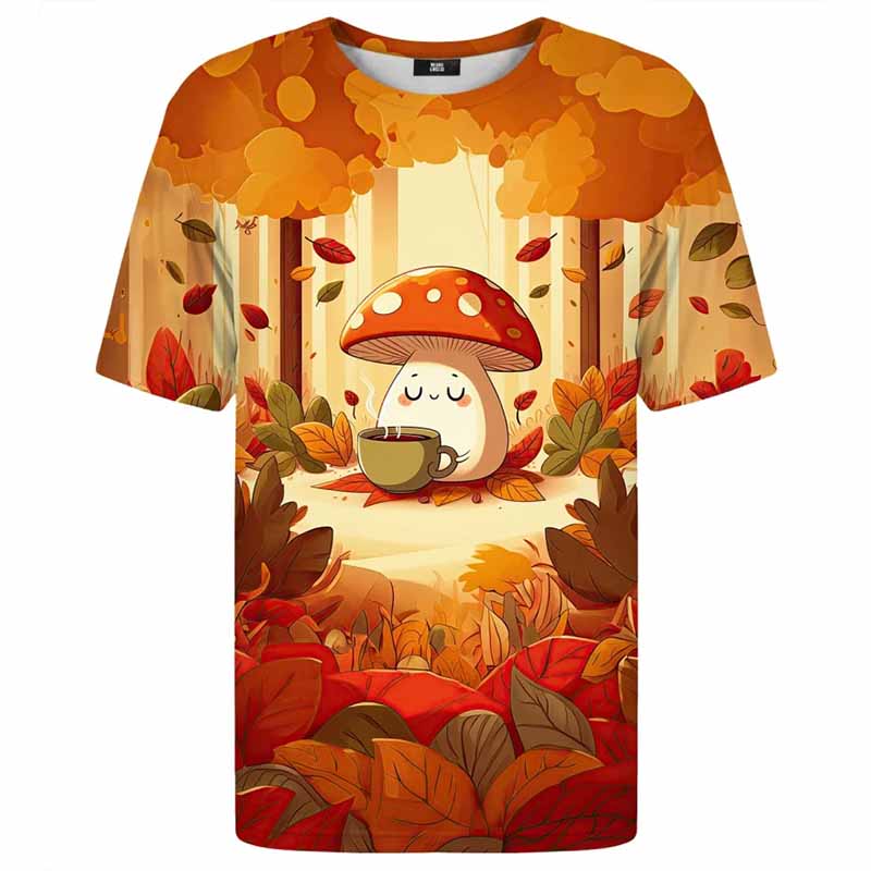 Psychedelisches Pilzmuster T-Shirt Herren 3D Gedruckte Pflanzen T-Shirt Rundhals T-Shirts Streetwear Übergroß Kurzarm