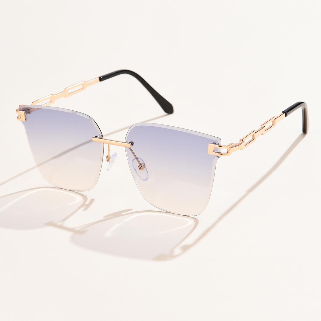 Najnowsze Damskie Okulary Przeciwsłoneczne Bez Oprawek Kocie Oko Soczewki Gradientowe Brązowe Cięte Okulary Słoneczne Dla Kobiet Metalowe Okulary Markowy Styl Projektant