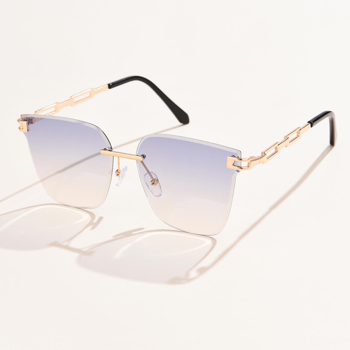 

New Sunglasses Women Rimless Cat Eye Eyewear Gradient Brown Cutting Lens Sun Glasses For Female Alloy Eyeglasses Brand Designer show as picture