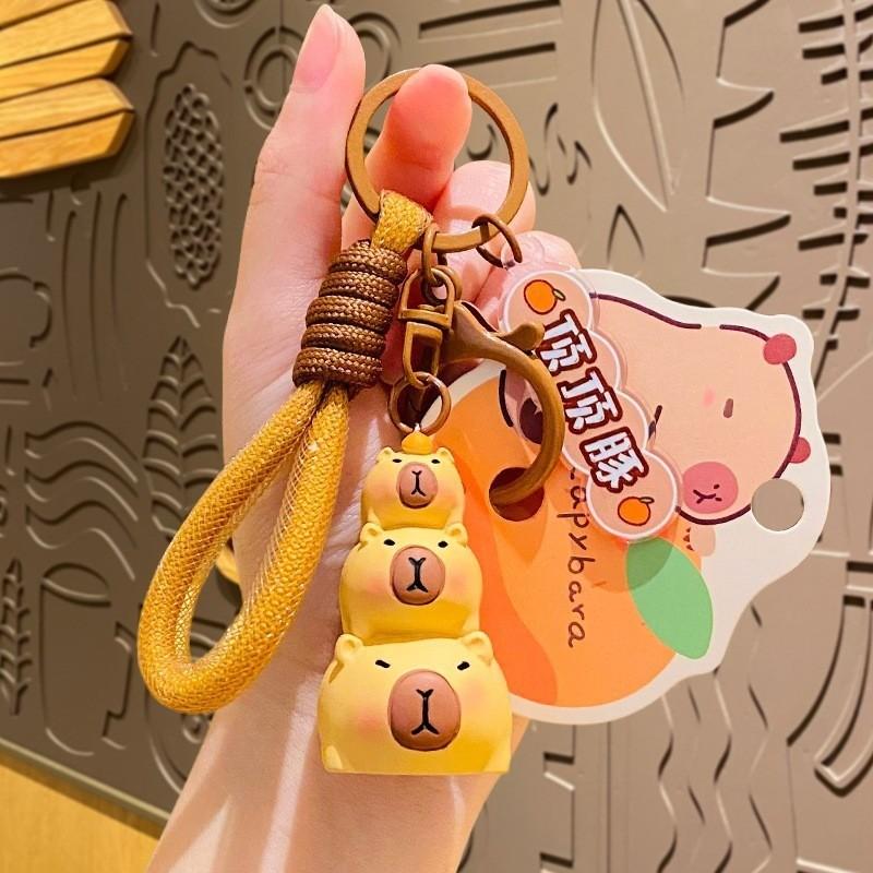 Adorable Plush Capybara Keychain Cute Cartoon Couple Car Key Accessory Gift