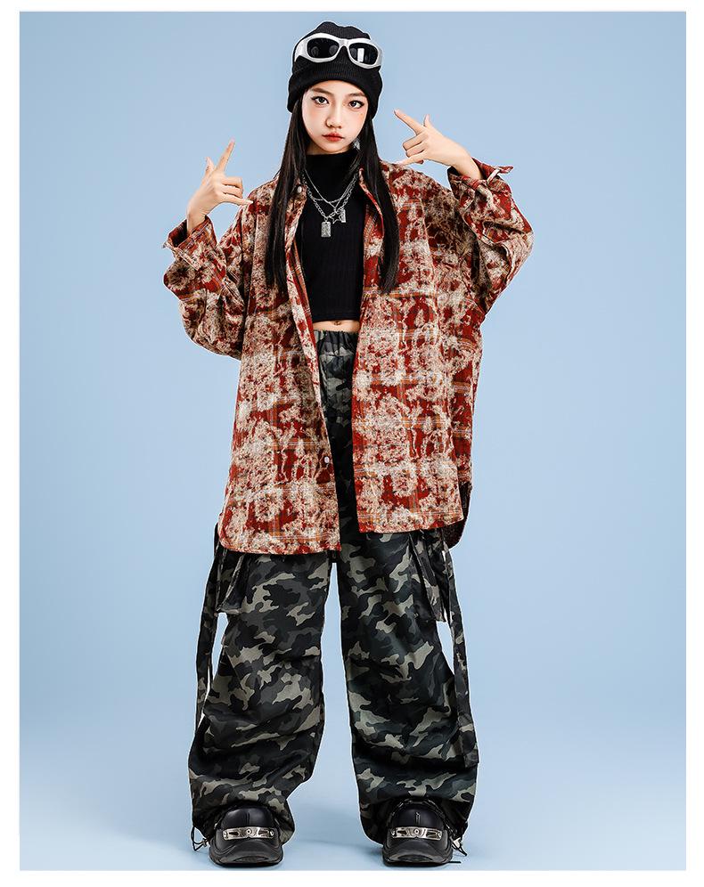 Trendiges Karomuster Streetdance Hip Hop Outfit Set für Kinder Jungen & Mädchen