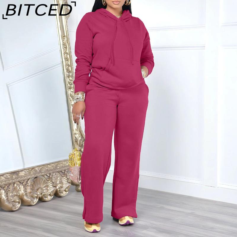 

BITCED Autumn/Winter Women s Casual Sweatshirt and Trousers Set XXXL розы красного