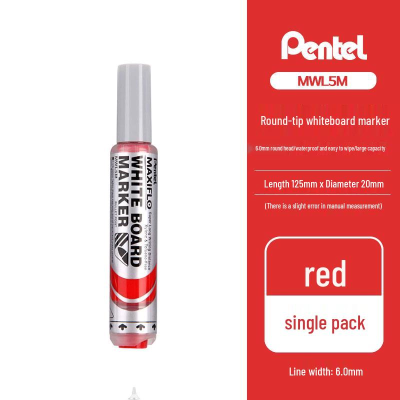 Pentel Eco-friendly Whiteboard Marker MWL5M/MWL5S with Hydraulic Ink, 6.0mm/4.0mm