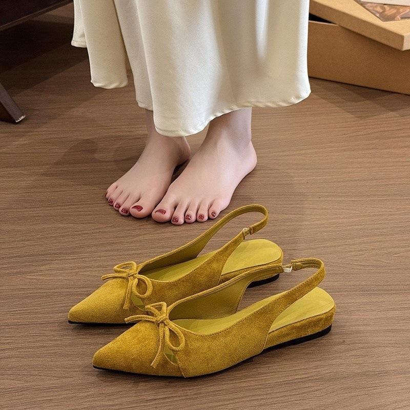 

Французские сандалии с сумкой на носке, женские туфли Мэри Джейн с бантом и острым носком, 2025 новинка, нежные вечерние туфли на одной педали 40