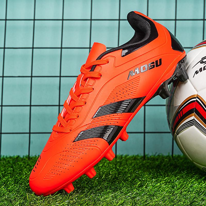 

Футбольные бутсы мужские детские большого размера 35-45 с низким верхом и длинными шипами для тренировок на открытом воздухе, противоскользящие, профессиональные футбольные бутсы 45 оранжевый/чёрный