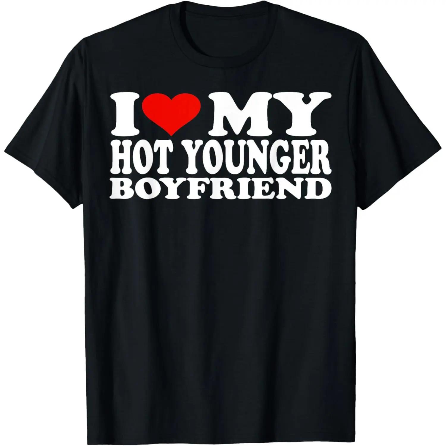 Cotton Short Sleeve I Love My Hot Younger Boyfriend BF T-Shirt for Men Women S разноцветный