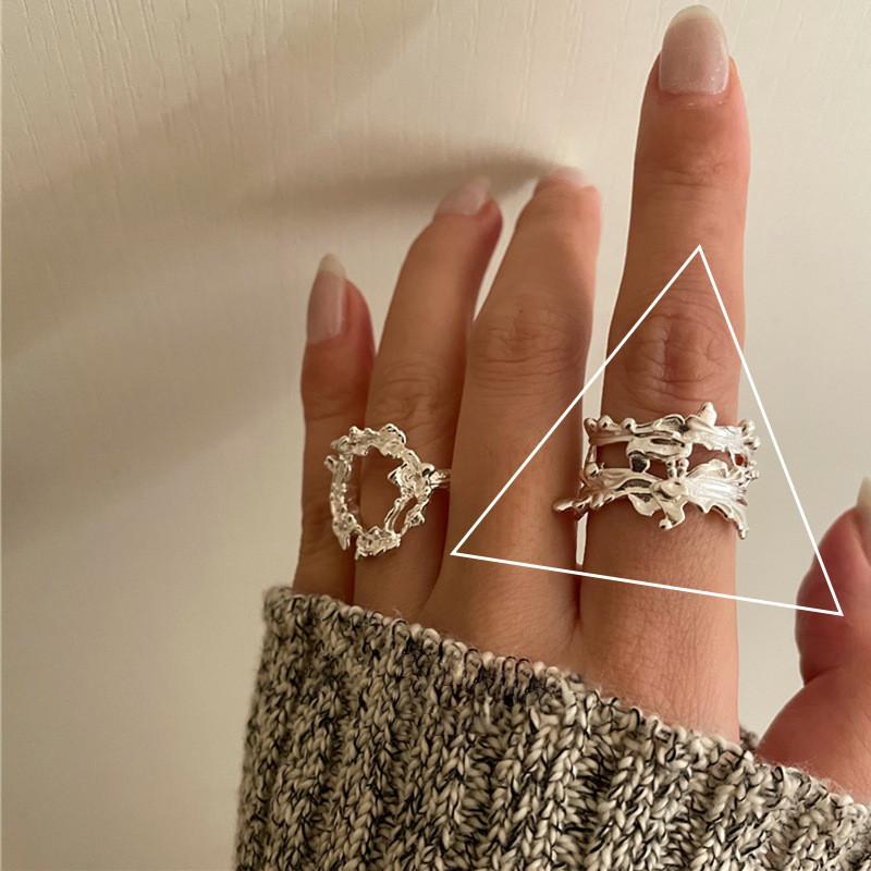 Elegant Adjustable 925 Sterling Silver Geometric Ring With Luxurious Textured Design And Modern Aesthetic For Women Gift