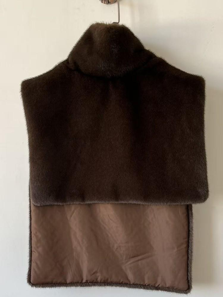 Autumn/Winter Mink Fur High Collar Sleeveless Vest Shawl
