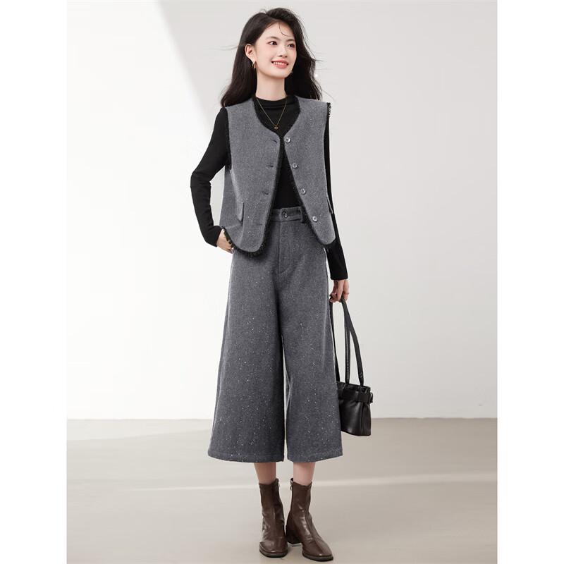 Women's Elegant Wool Blend Three-Piece Suit Set