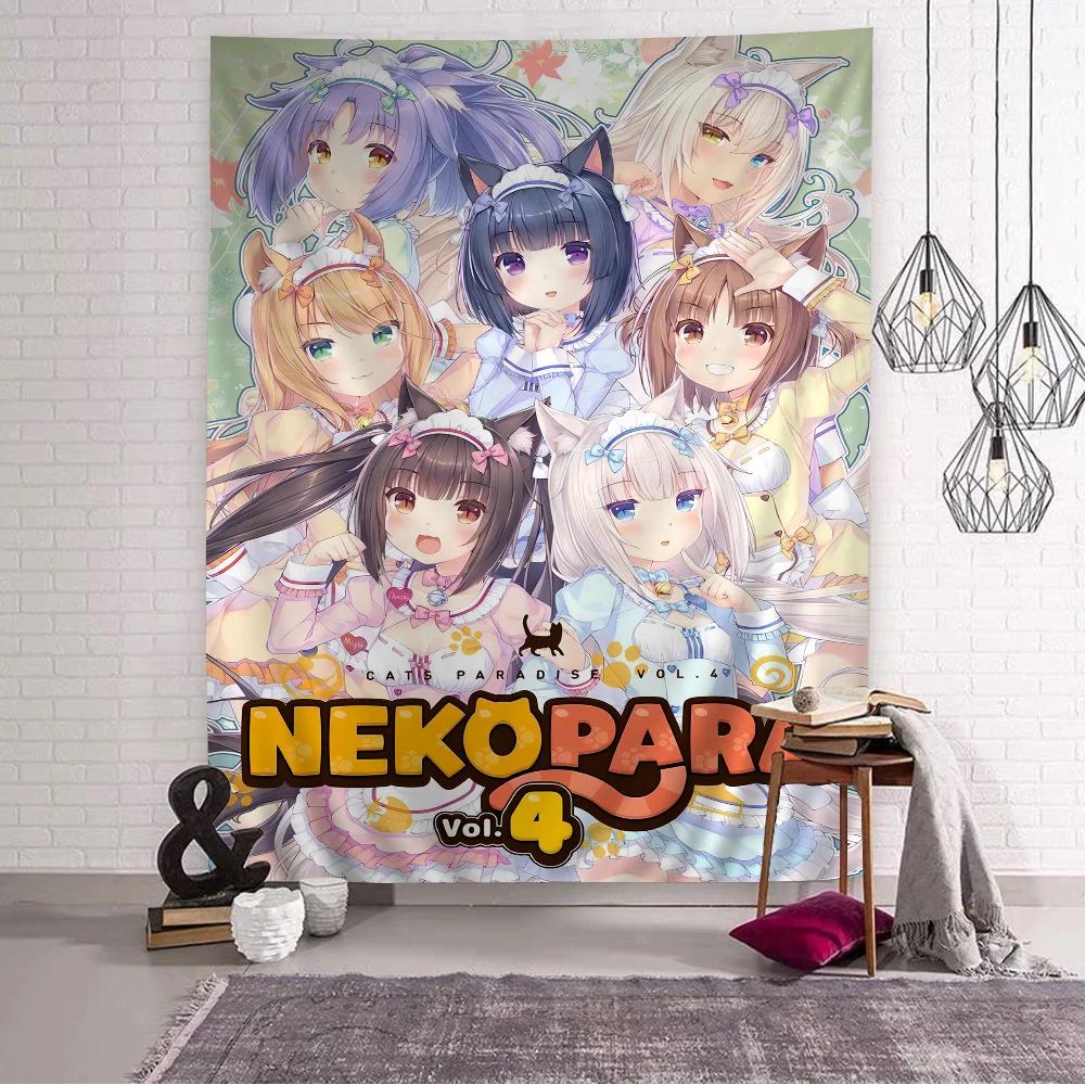 VIKAMA Nekopara Anime Cat Girl Maid Tapestry Harem Design Kawaii Bedroom Wall Decor Ideal for Photo Backdrops And Room Styling