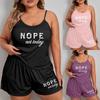 Plus Size Women's Pajama Set: Letter Print Camisole & Shorts for Comfortable Home Wear