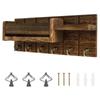 Wooden Mail Holder Wall Mounted Entryway Hallway Decorative  with 6 Key Hooks Rustic Home Wall Organizer Rack