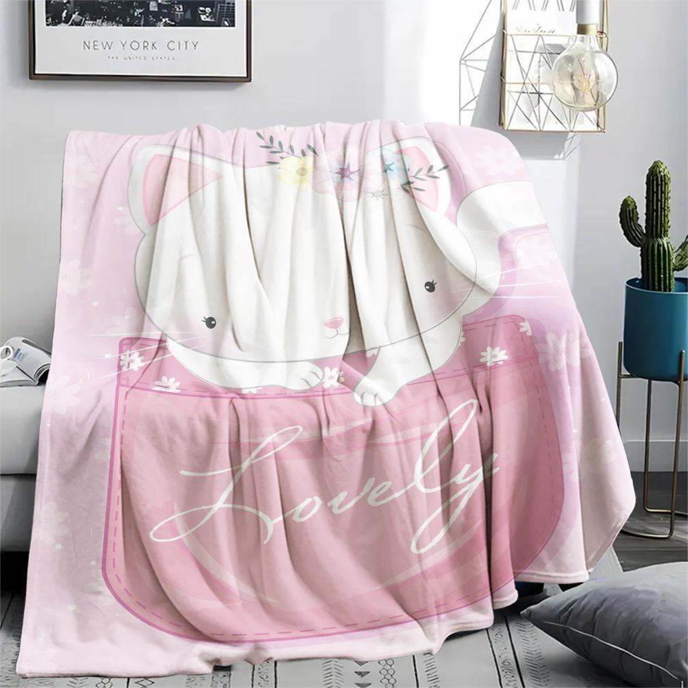 1 ks Flanelová deka s kresleným potiskem, Vysoce kvalitní, Pohodlná pro všechna roční období, Domácí dekorace, Teplo a pohodlí, Perfektní jako vánoční dárek k narozeninám