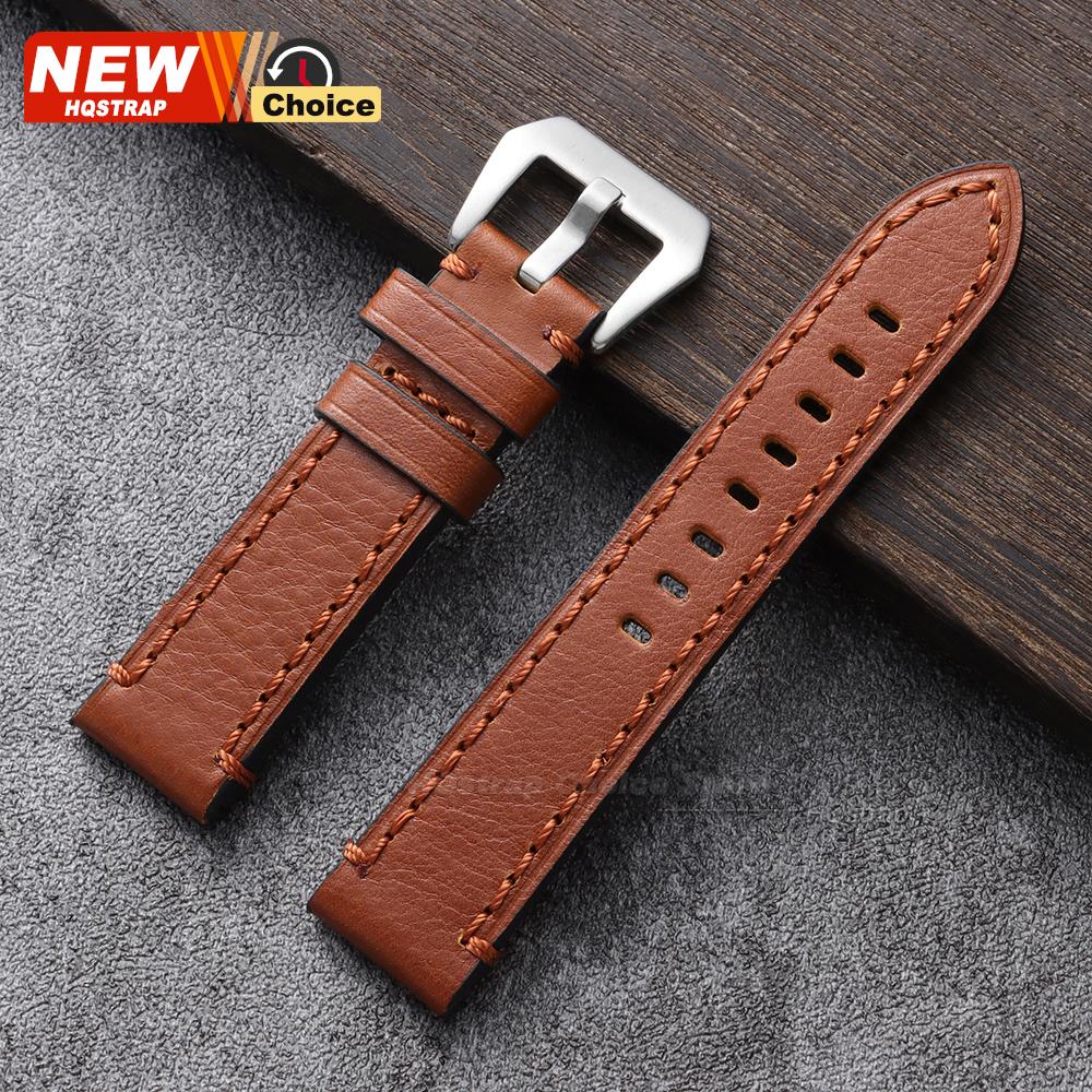 Genuine Leather Watchband 20mm 22mm 24mm Watch Strap for Women Men Wrist Band Oil Cowhide Bracelet Black Brown Wristband