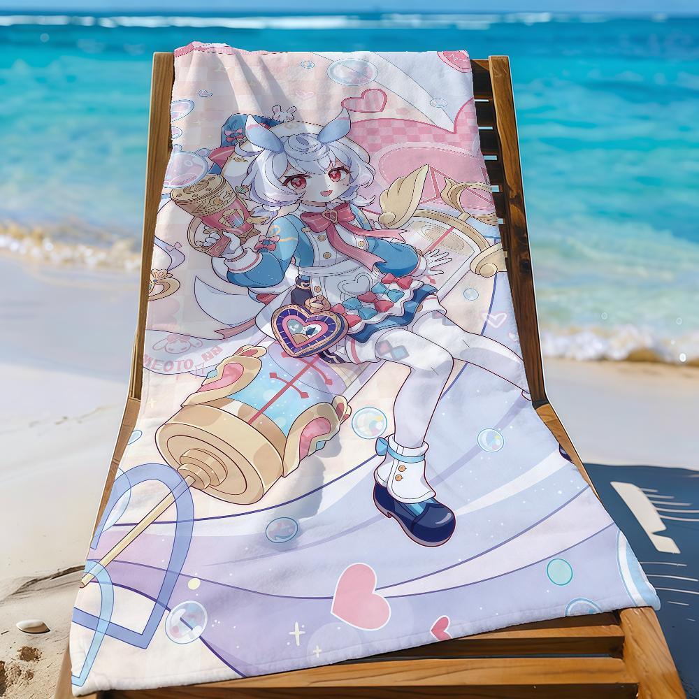 Game Sigewinne Genshin Impact Cute Towel Sports Quick Dry Travel Camping Gear Sandproof Soft Light Large Beach Towel