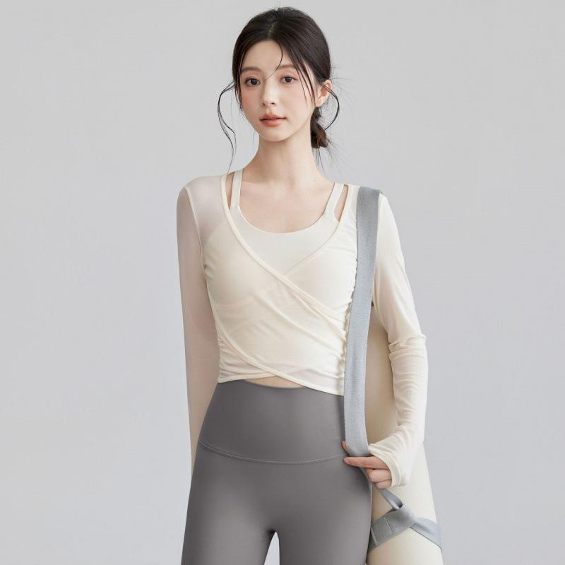 Premium Yoga Suit Women's Sports Top Skinny Long Sleeves Skinny Running Training Pilates Fitness Suit Spring