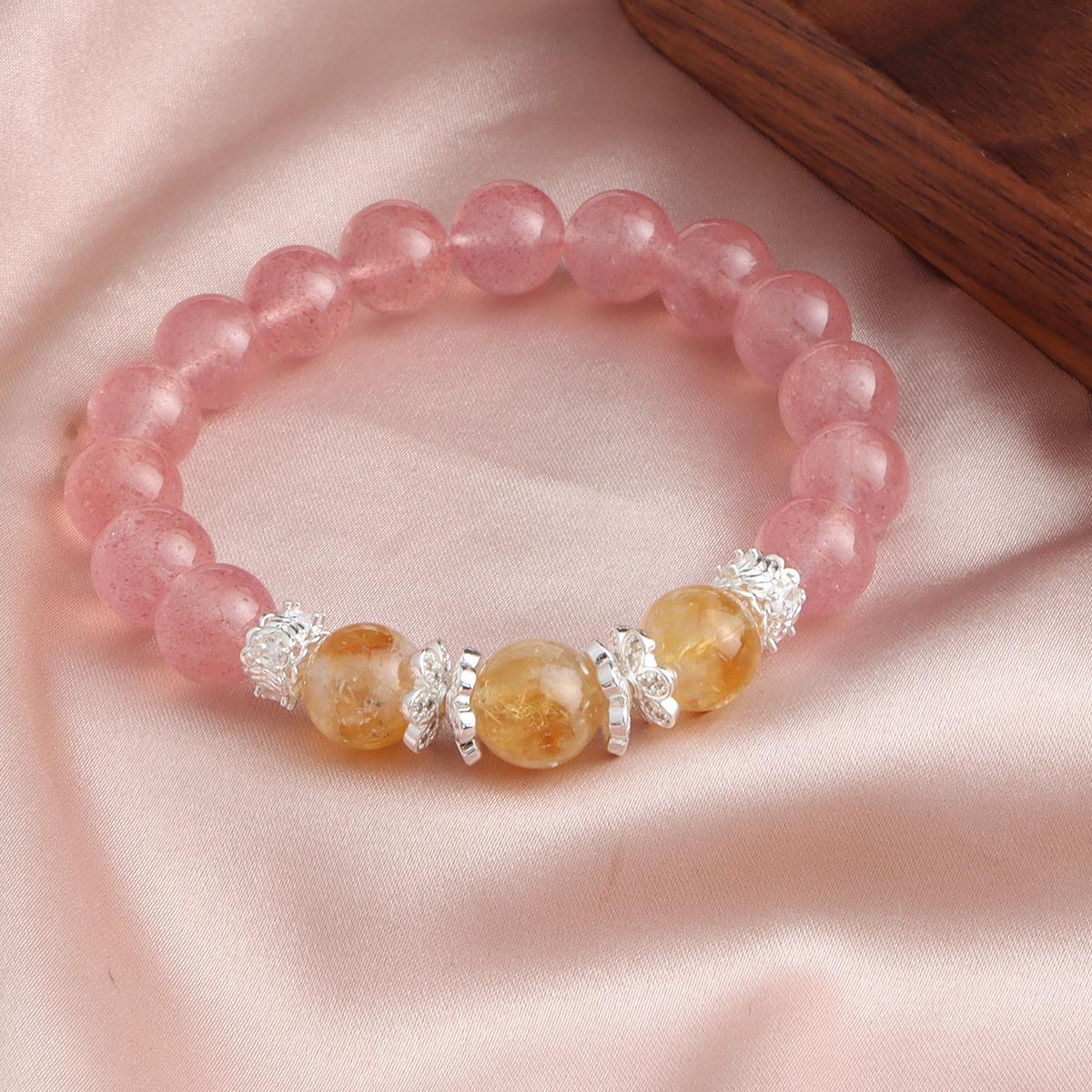 Браслет Кристалл Клубника Кристалл Хуантай Двойной Штырь Кристальный Браслет Универсальный Модный Свежий и Сладкий Взрыв Douyin