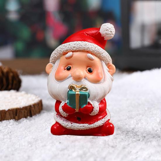 Yousheng Christmas Miniature Figurines Mini Resin Santa Claus/Snowman/Tree/Bear/Rabbit Figurine 3D Cute Christmas Statue for Home Desk Decor Dollhouse