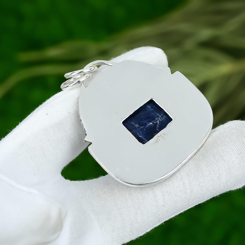 Schwestern-Tag Sale Sterlingsilber Natürlicher Sodalith Handgefertigt Lünettenanhänger Schmuck