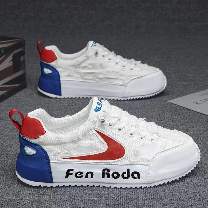 Fashion Chunky Sneaker Men Ripped Design Hollow Out Summer Breathable Board Shoes Fashion Casual Increased Internal Platform Shoes