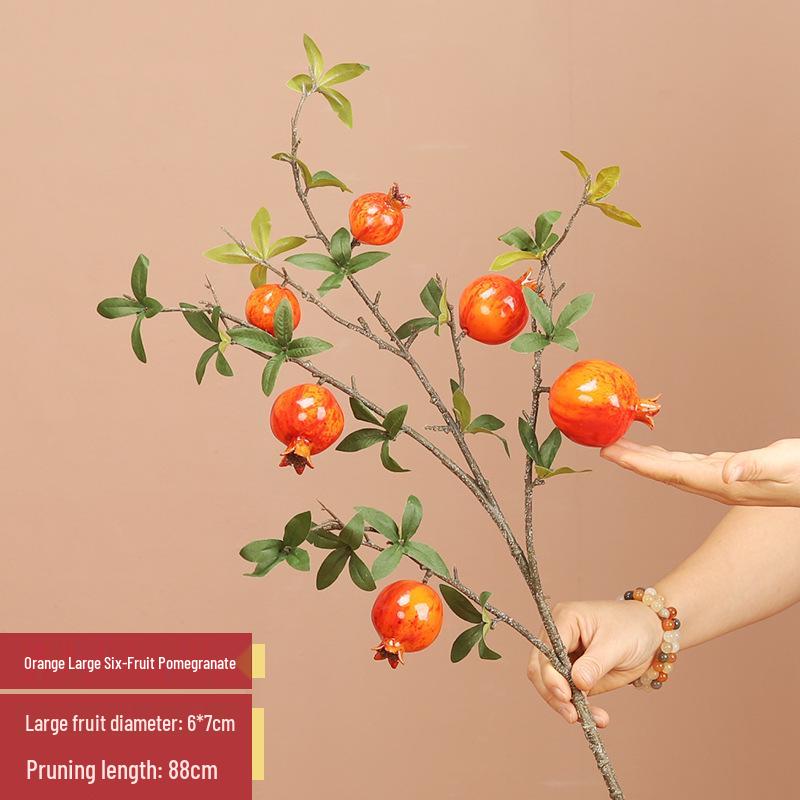 Artificial Pomegranate Persimmon Branch: Red Berry Fruit for Living Room or Entrance Hall Decoration - Chinese Style