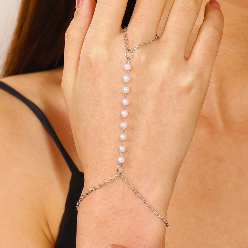 Gold Big Crystal Ring Bracelet For Women Wrist Chain Jewelry Hand Back Chain