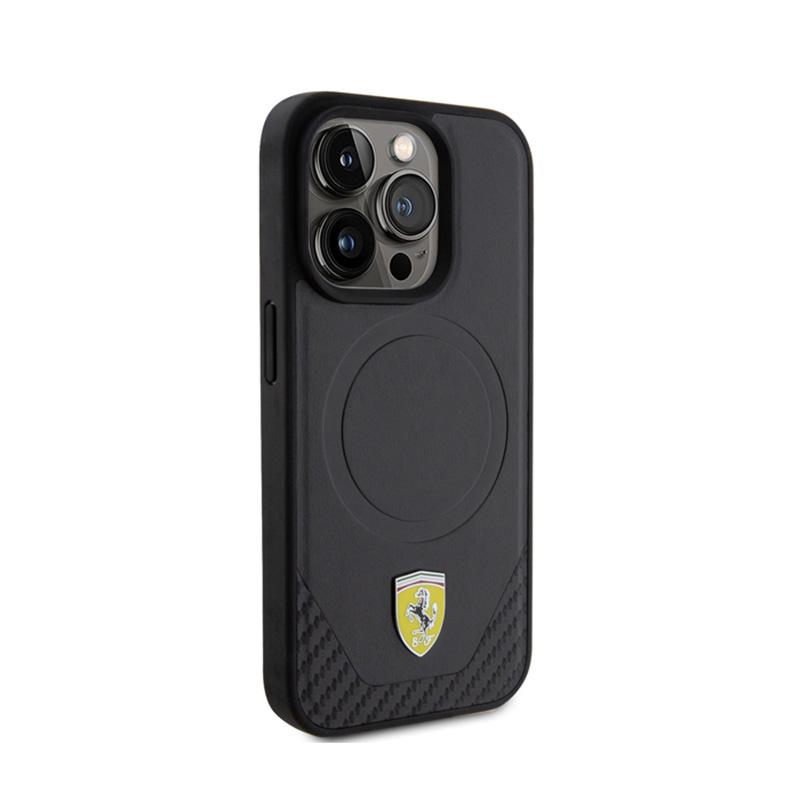 Ferrari Carbon Metal Logo Magsafe - Etui Iphone 15 Pro (Czarny)