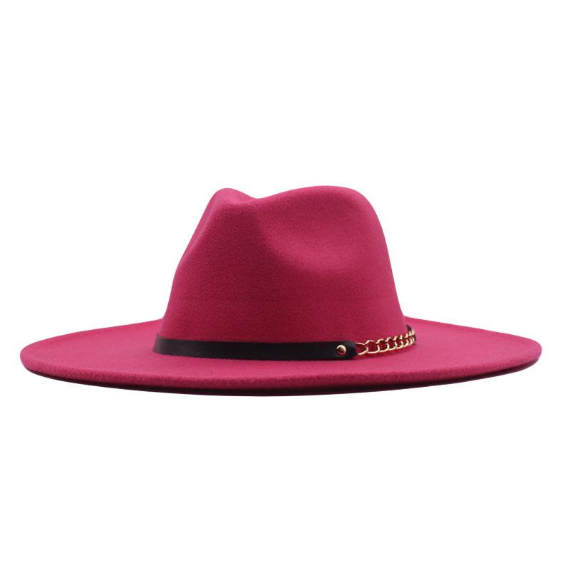 Autumn and winter top hat British classic jazz hat woolen hat big brim cm flat edge top hat