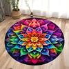 Mystic Blue Evil Eye Mandala Round Area Rug, Soft Non-Slip Indoor Outdoor Floor Mat for Living Room and Bedroom Decor