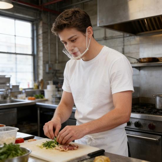10 Stück Transparenter Speichelschutz Mundschutz Wiederverwendbar Anti-Beschlag Gesichtsschutz mit elastischem Ohrband Restaurants Koch Lebensmittel-Service Nasen-Mundschutz