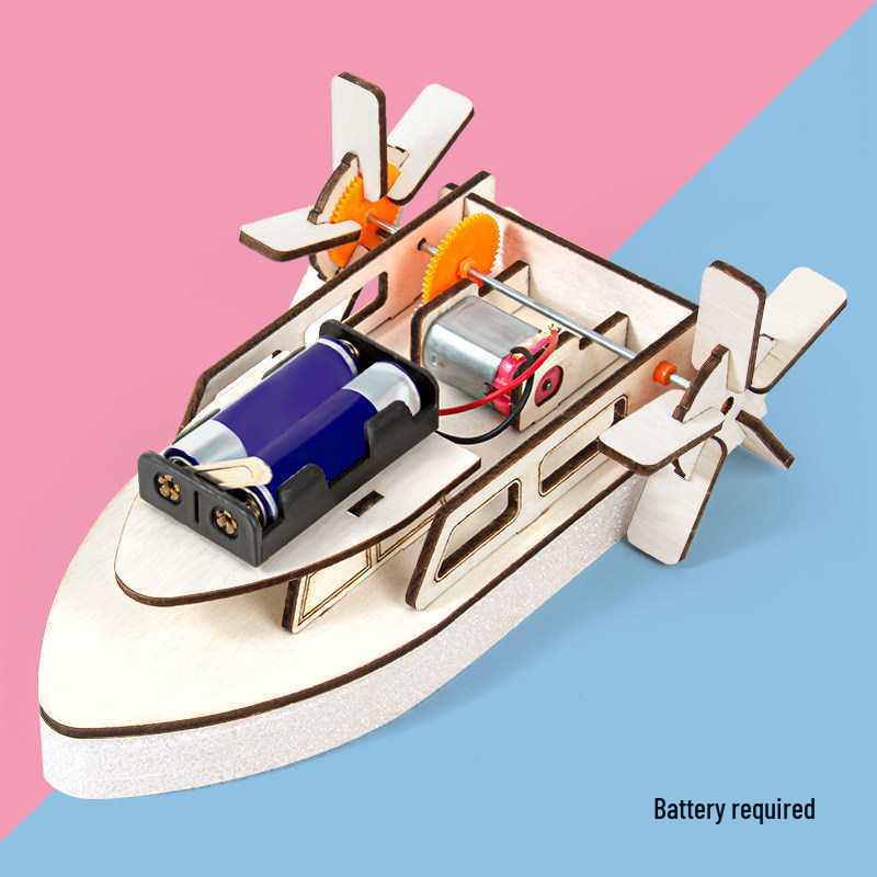 Electric Paddle Wheel Hovercraft Model Kit: Handmade Teaching Aid for Science Experiments.